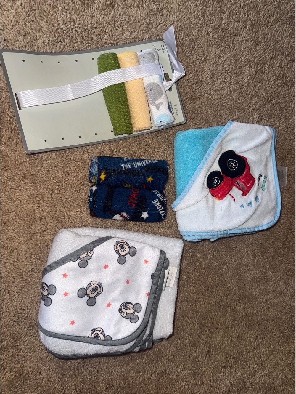 Baby Hooded Towels and Washcloths Set with Cute Prints